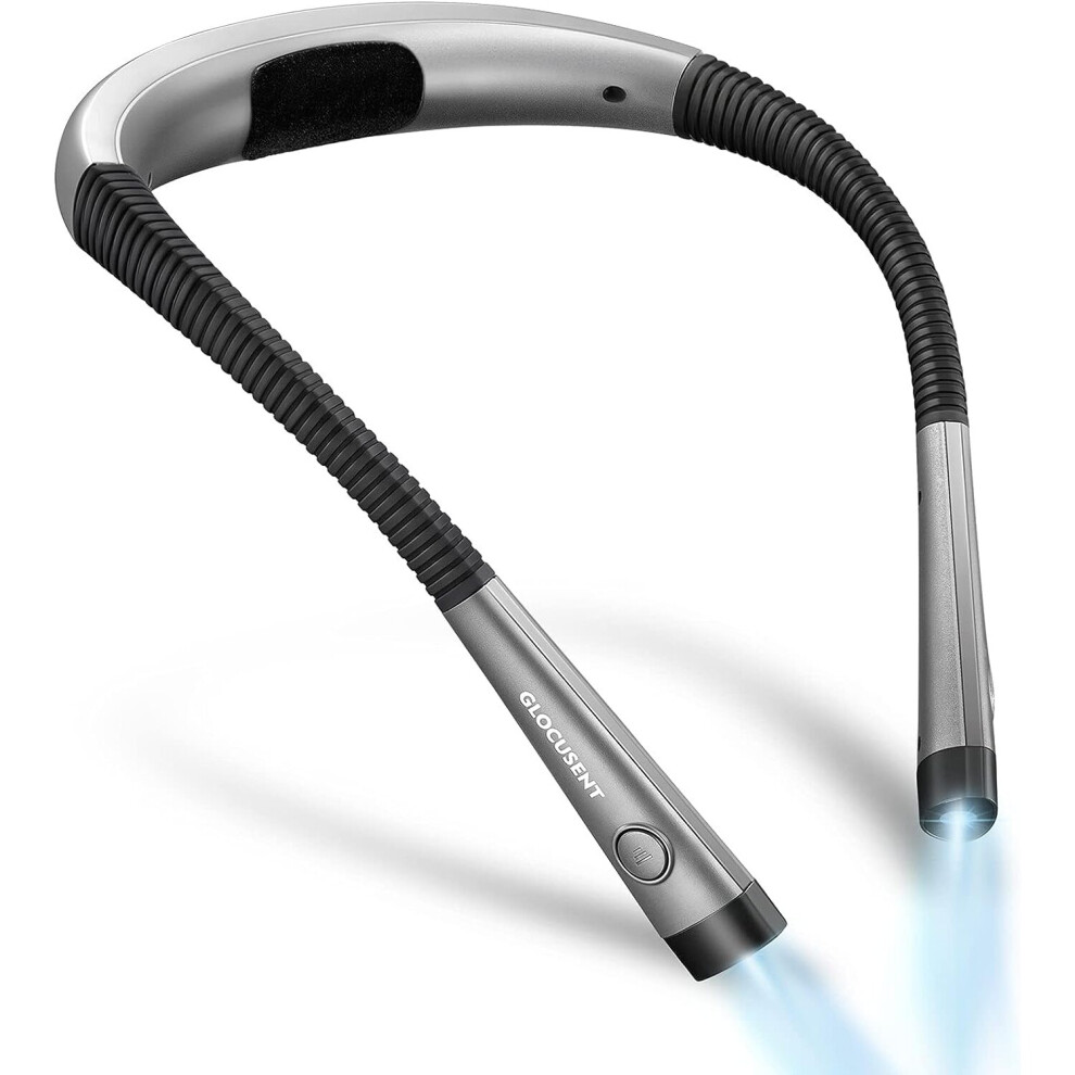 GLOCUSENT Neck Reading Light, Book Light for Reading in Bed at Night Rechargeable Neck Light Long Lasting Up to 80+ Hrs 3 Colour/6 Brightness Levels