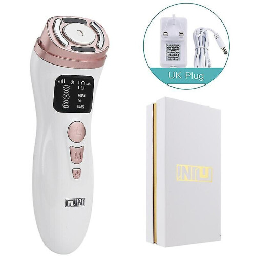 (UK Plug) 3 In 1 Mini Hifu Machine Ultrasound Rf Ems Facial Beauty Device Face Neck Lifting Tightening Skin Rejuvenation Skin Care Product Hk