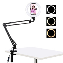 PULUZ 7.9 inch 20cm Ring Curved Light + Desktop Arm Stand