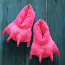 (Rose Red, EU 39 45) Winter Warm Soft Indoor Floor Slippers Creative Animal Children Women Men Shoes Paw Funny Cartoon Dinosaur Claw Plush Home