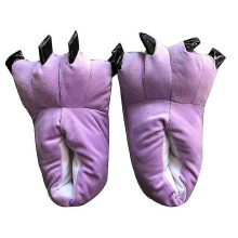 (purple, EU 31 38) Winter Warm Soft Indoor Floor Slippers Creative Animal Children Women Men Shoes Paw Funny Cartoon Dinosaur Claw Plush Home