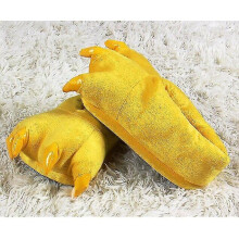 (Yellow, EU 39 45) Winter Warm Soft Indoor Floor Slippers Creative Animal Children Women Men Shoes Paw Funny Cartoon Dinosaur Claw Plush Home