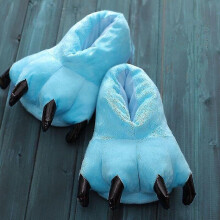 (Sky Blue, Baby SIZE) Winter Warm Soft Indoor Floor Slippers Creative Animal Children Women Men Shoes Paw Funny Cartoon Dinosaur Claw Plush Home