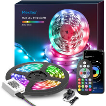 Mexllex Led Strip Light 15M15M Led Lights & Bluetooth APP and 24 Keys RemoteMusic Sync Color Changing RGB SMD Led Light Strips,Home Decoration(1x15M)