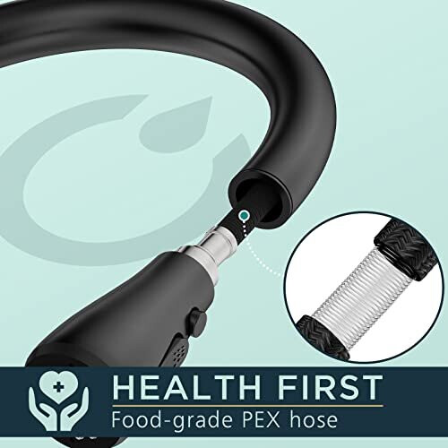 FORIOUS Kitchen Sink Taps Mixer with Pull Out Spray, Swivel Single Handle High Arc Pull Down Stainless Steel Kitchen Faucet, Matte Black 2