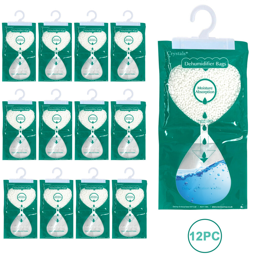 Denny Int Ltd (Pack Of12) Dehumidifier Wardrobe Hanging Bags 250G Damp Moisture Mould Mildew Trap For Home