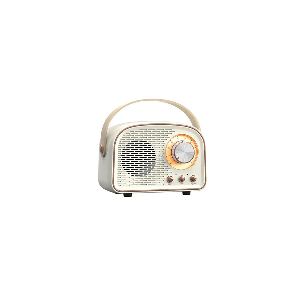 (White) Retro Bluetooth Portable Speaker With FM Radio