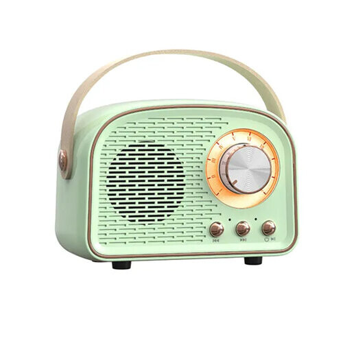 (Light Green) Retro Bluetooth Portable Speaker With FM Radio