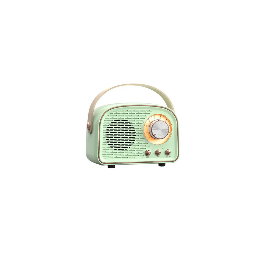 (Light Green) Retro Bluetooth Portable Speaker With FM Radio