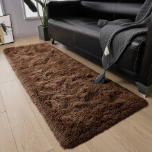 (Brown, 60 x 220 cm) Shaggy Non Slip Rugs Bedroom Living Room Area Rugs Hallway Runner Fluffy Carpets Bath Door Mats