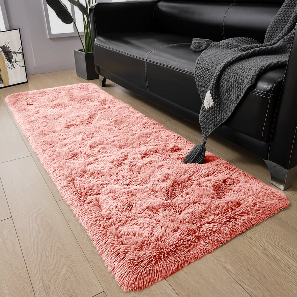 (Pink, 60 x 220 cm) Fluffy Shaggy Rugs Living Room Runner Carpet Mat