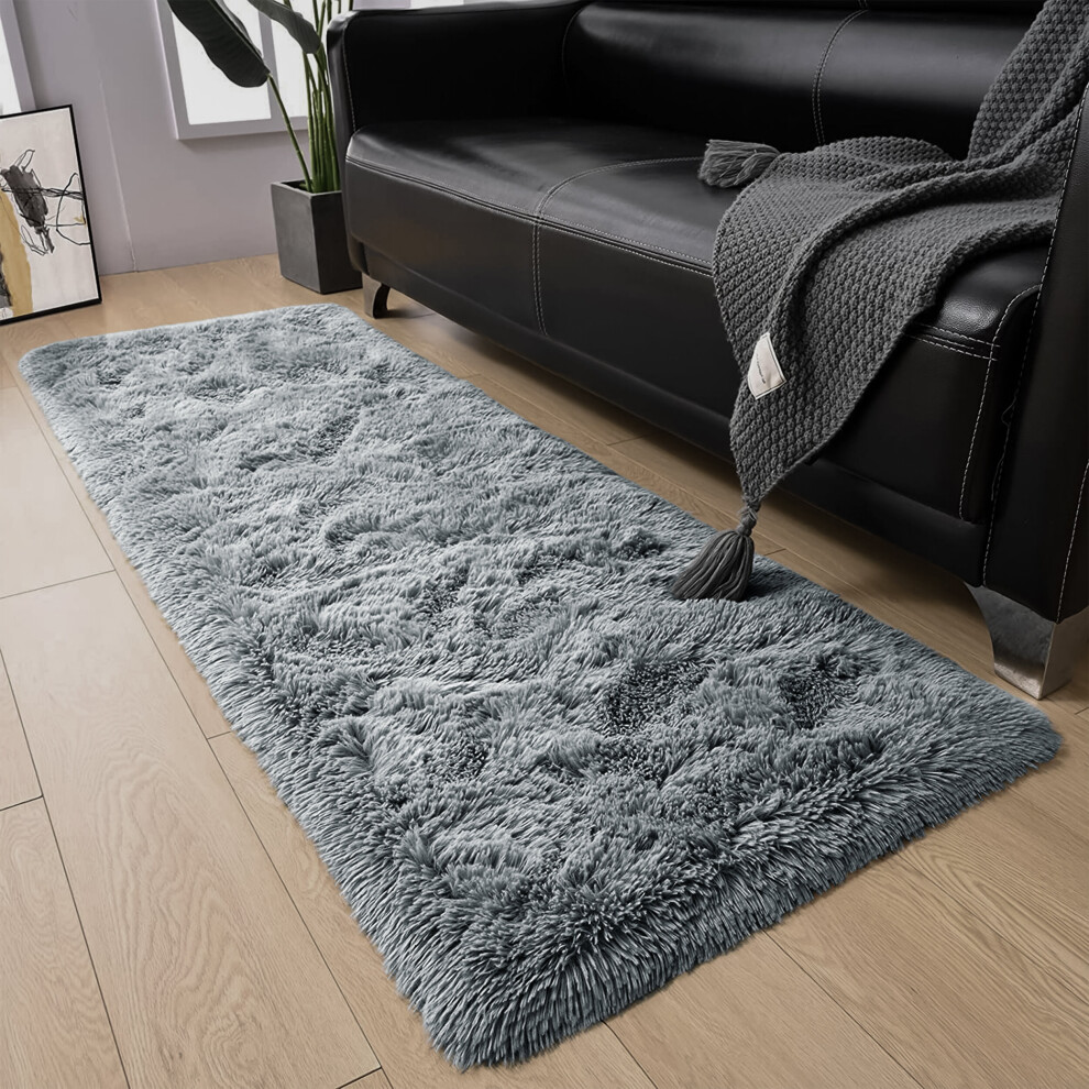 (Grey, 60 x 220 cm) Fluffy Shaggy Rugs Living Room Runner Carpet Mat