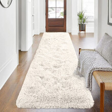 (Cream, 80 x 300 cm) Shaggy Non Slip Rugs Bedroom Living Room Area Rugs Hallway Runner Fluffy Carpets Bath Door Mats
