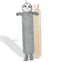 (2L HOT WATER BOTTLE) 1/2L Extra Long Hot Water Bottle With Faux Fur Removable Cover Full Body Warmish