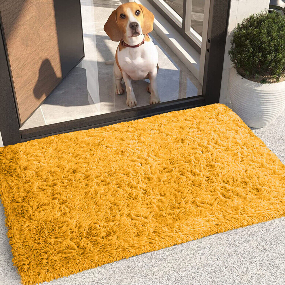 (Ochre, 60 x 110 cm) Fluffy Shaggy Rugs Living Room Runner Carpet Mat