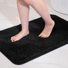 (Black, 50 x 80 cm) Shaggy Non Slip Rugs Bedroom Living Room Area Rugs Hallway Runner Fluffy Carpets Bath Door Mats