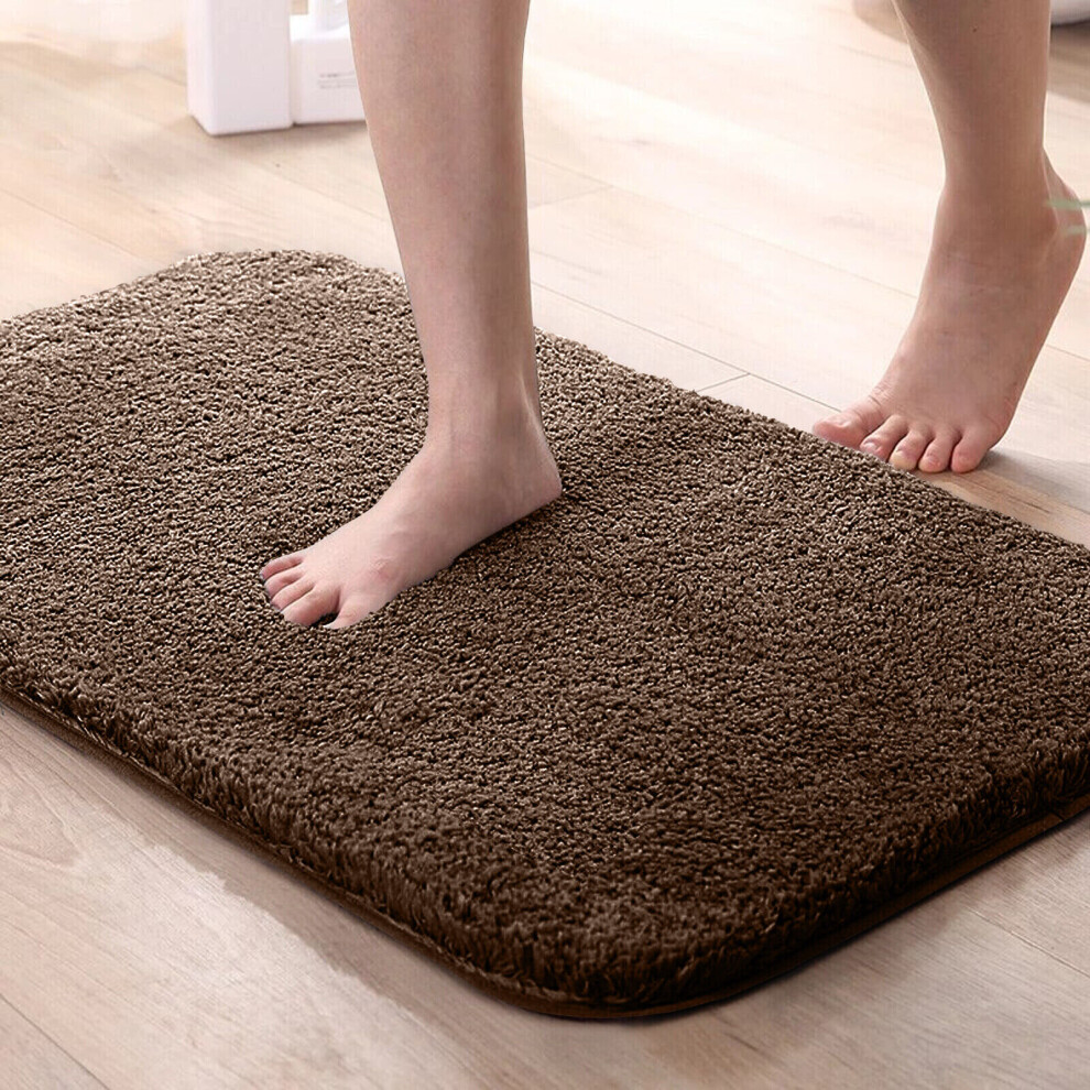 (Brown, 50 x 80 cm) Shaggy Non Slip Rugs Bedroom Living Room Area Rugs Hallway Runner Fluffy Carpets Bath Door Mats