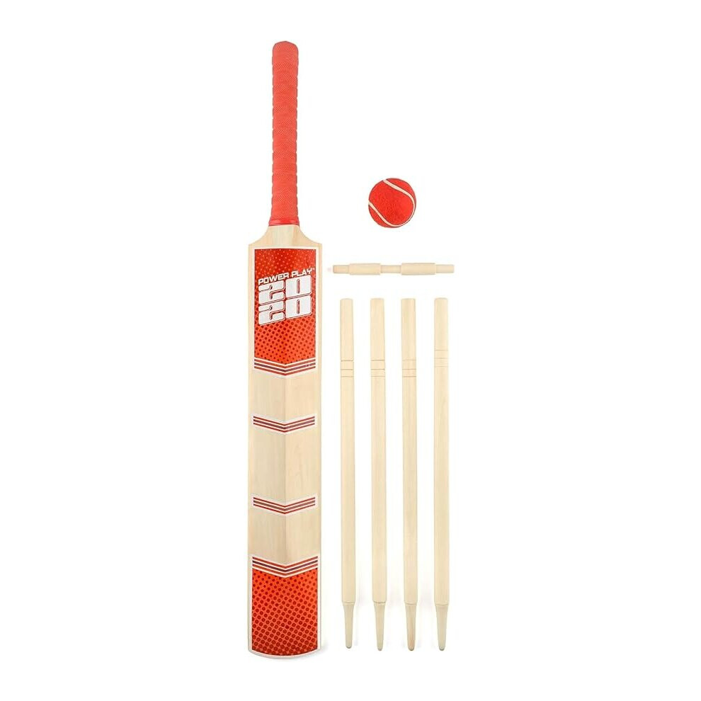 Summerlee Deluxe Cricket Set Complete Twenty20 Pack with Wooden Size 5 Bat Stumps Bails and Soft Ball Zip Up Carry Bag with Handle Included