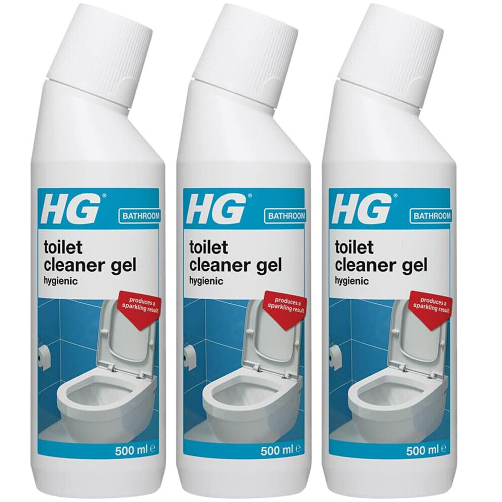 3 x HG Toilet Cleaner Gel Hygienic Limescale Remover - 500ml