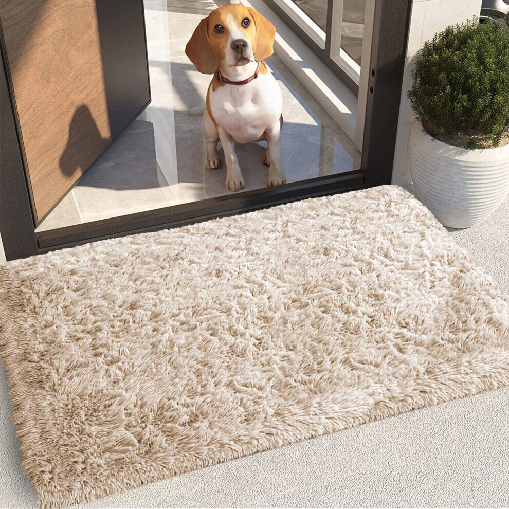 (Beige, 60 x 110 cm) Fluffy Shaggy Rugs Living Room Runner Carpet Mat