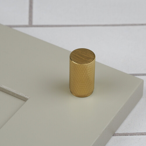(35mm Knob	) Satin Brass Knurled Solid Bar Handles & Knobs 1