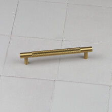 (128mm Handle) Satin Brass Knurled Solid Bar Handles & Knobs