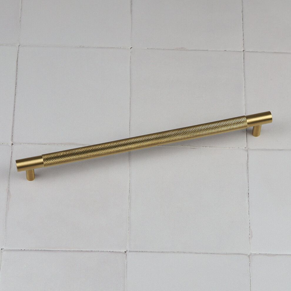 (224Mm Handle ) Satin Brass Knurled Solid Bar Handles & Knobs 5060796708868