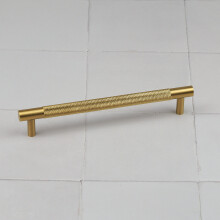 (160mm Handle) Satin Brass Knurled Solid Bar Handles & Knobs