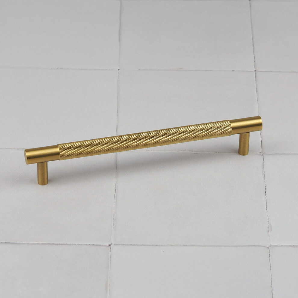 (160Mm Handle ) Satin Brass Knurled Solid Bar Handles & Knobs 5060796708844