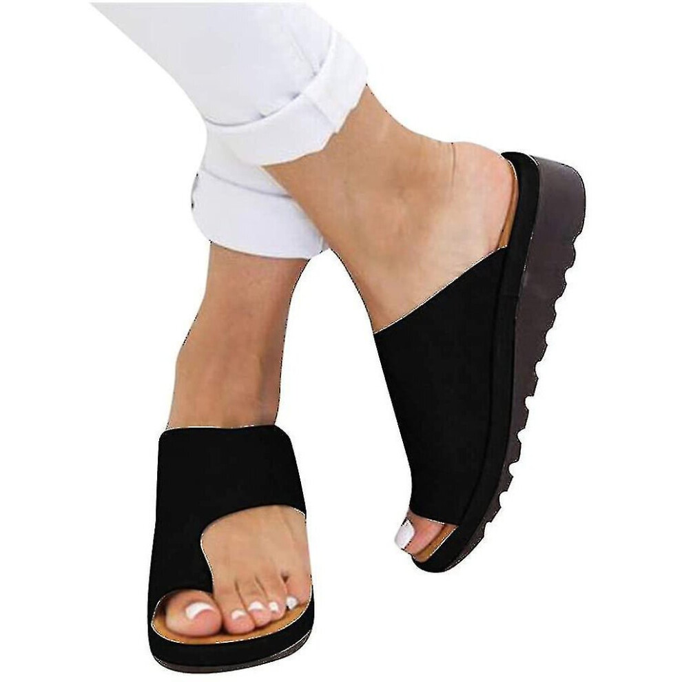 (42) Orthopedic Bunion Corrector Sandals, Women's Comfortable Platform Pu Leather Shoes