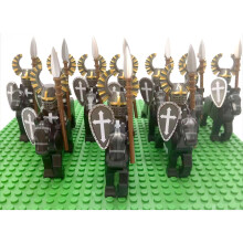 (Style F 20psc (Horse 10, Warrior 10)) 20pcs Medieval Knight Series Lion Heart Hospital Teutonic Knight Battle Pastor Mini Figures Building Blocks Characters Fits Lego Kids