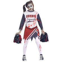 (3-5 Years, Zombie Set) Girls Zombie Squad Print Halloween Top & Skirt Set