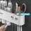 Wall Mounted Toothbrush and Toothpaste Holder with Two Automatic Toothpaste Dispensers, Gray, 3 Cups 4
