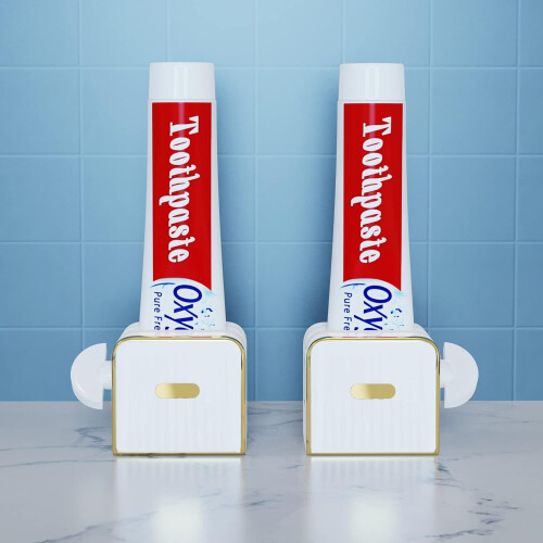 Bathroom Wall Mounted Toothpaste Dispenser, Multifunctional Squeeze Tube, 2 Pack