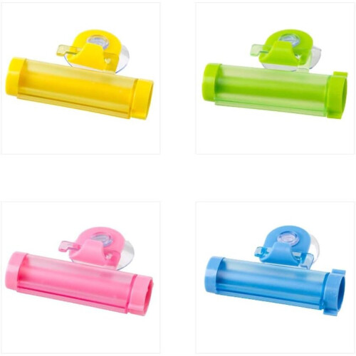 Suction Cup Toothpaste Dispenser, 4 Pack, Squeeze Roller Toothpaste Dispenser for Bathroom