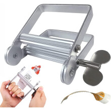Metal Tube Squeezer, Stainless Steel Toothpaste Squeezer with Stand Function, Bathroom Rolling Tube Toothpaste Squeezer