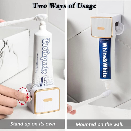 Bathroom Wall Mounted Toothpaste Dispenser, Multifunctional Squeeze Tube, 2 Pack 2