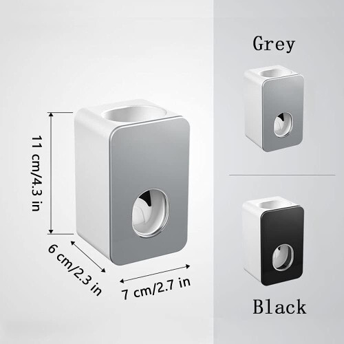 2pcs Bathroom Toothpaste Squeezer, Automatic Wall Mounted Toothpaste Squeezer, Bathroom Toothpaste Dispenser (Black+Grey) 1