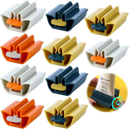 Toothpaste Squeezer, 10 Pack, Plastic Toothpaste Tube Clip for Bathroom, Mix Color