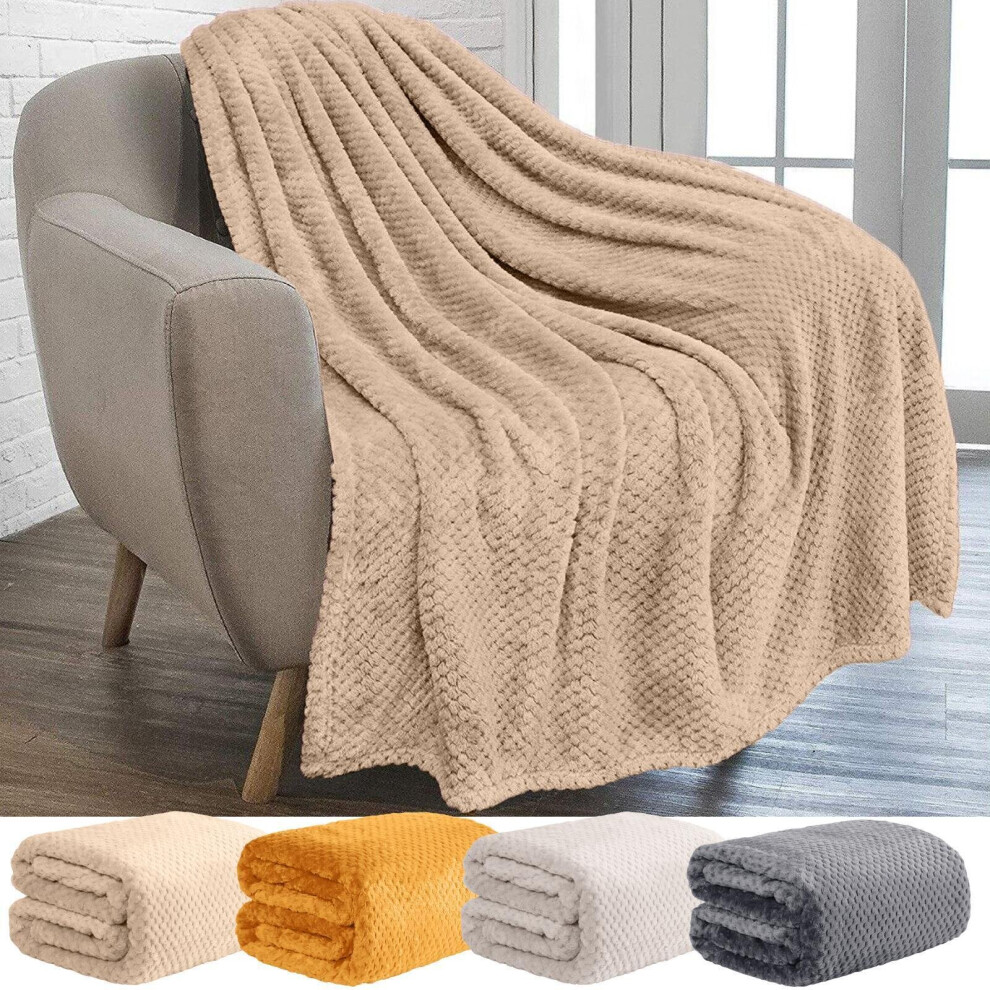 Luxury Popcorn Waffle Throw Warm Fleece Blanket