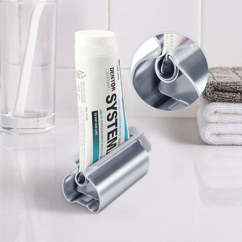 Toothpaste Tube Squeezer, 2Pcs Toothpaste Squeezer Holder, Stainless Steel Rolling Toothpaste Dispenser 2