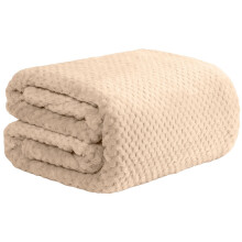 (Double, Camel) Luxury Popcorn Waffle Throw Warm Fleece Blanket