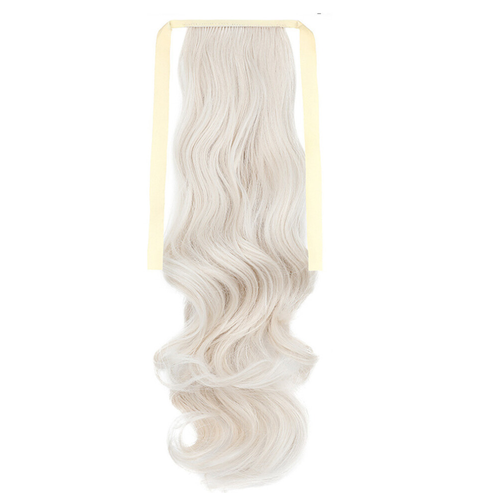 Tianfu Unisex Invisible Wire Hair Extensions Dirty Blonde Long Wavy Curly Synthetic Hairpieces Highlight Headband Adjustable