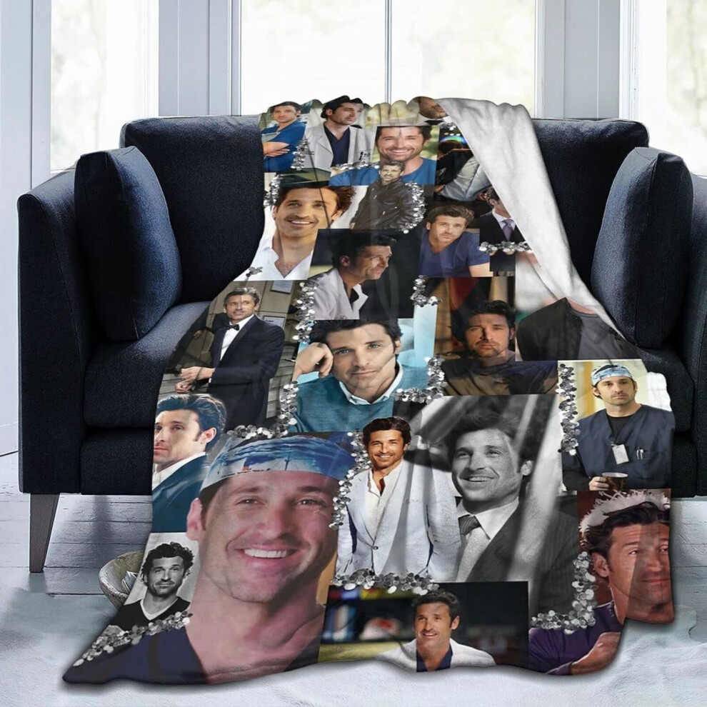 (150CM X 125CM) Patrick Dempsey Fleece Throw Blanket, Ultra Soft Cozy Luxury Fuzzy Blanket for Couch Bed Sofa, Lightweight Warm Plush Blankets