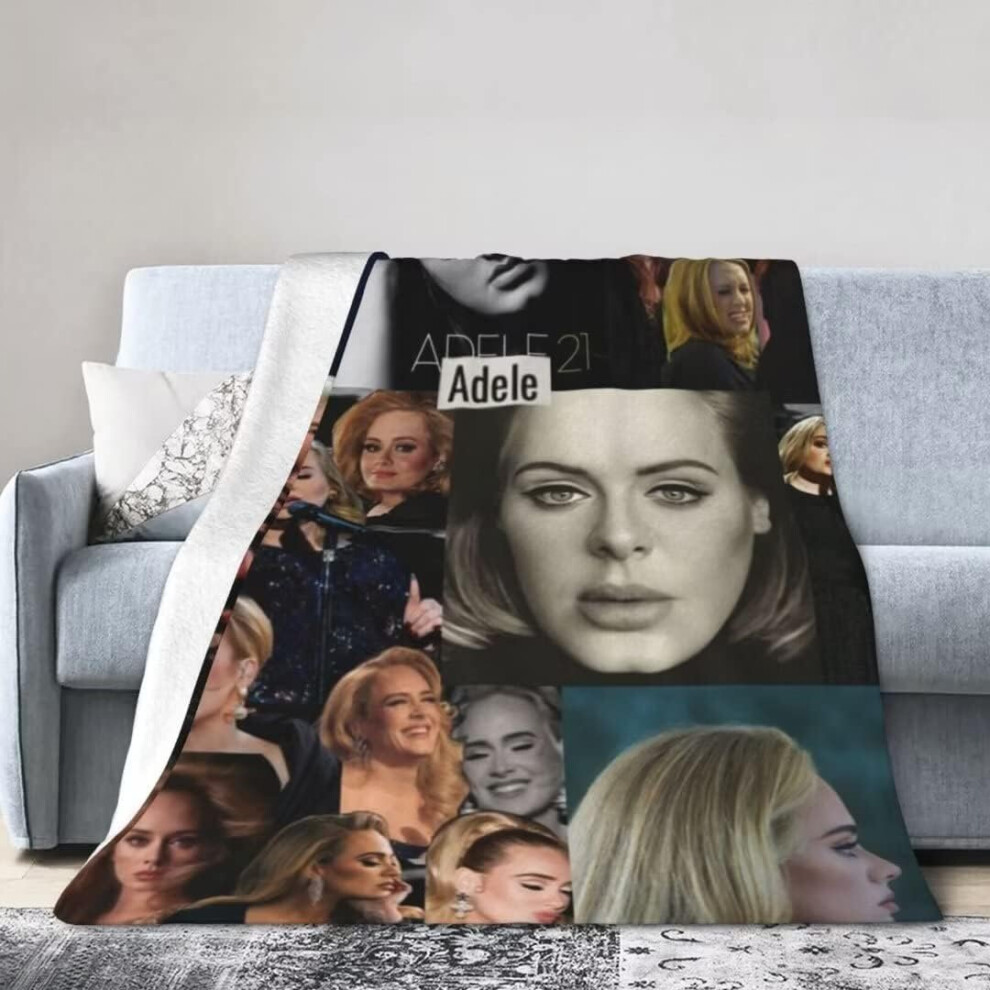 (125CM X 100CM) Adele Blanket Collage Adele Poster Printed Throw Blanket Ultra Soft Lightweight Flannel Blankets and Throws for Sofa Bed Couch