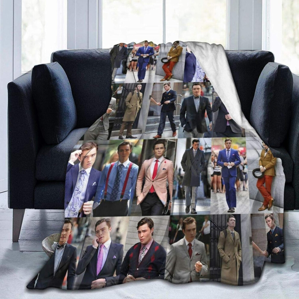 (125CM X 100CM) Chuck bass College Throw Blanket Suitable Ultra Soft Weighted Bedding Fleece Blanket