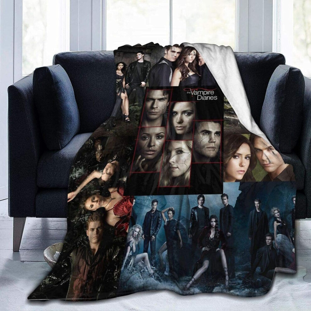 (125CM X 100CM) Blankets Throws Plush Fuzzy Vampire Diaries Damon for Girls Women Bedroom Sofa Home Office Couch Travel Car Cozy p Black 1