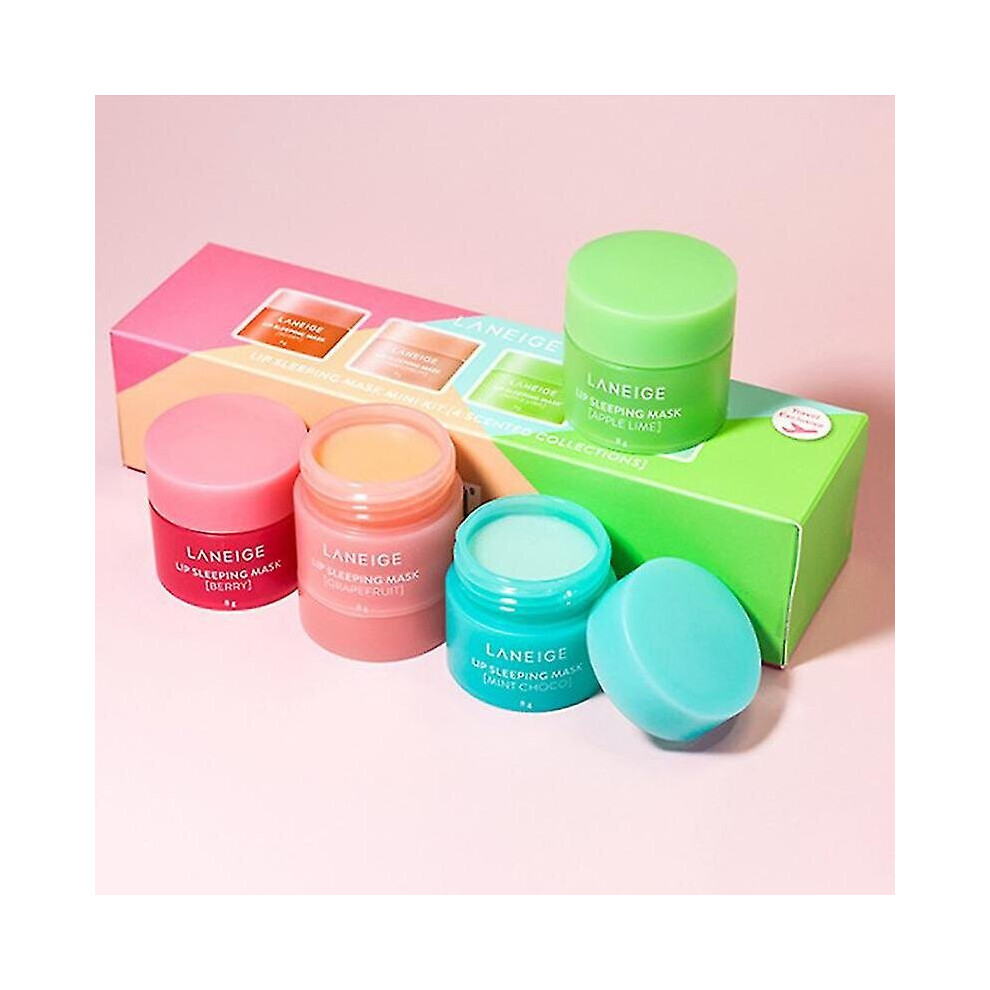 4pcs Lip Sleeping Mask Mini Kit 4 Scented Collection 8g Nutritious Moisturizing