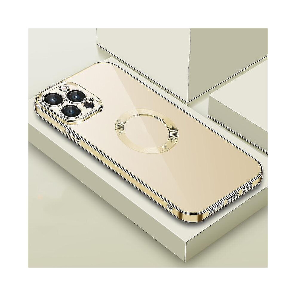 (Gold) For Iphone 13 Pro Max 9D Electroplated Edge Lens Film Clear Pc Tpu Shockproof Case Gold 9179344186624