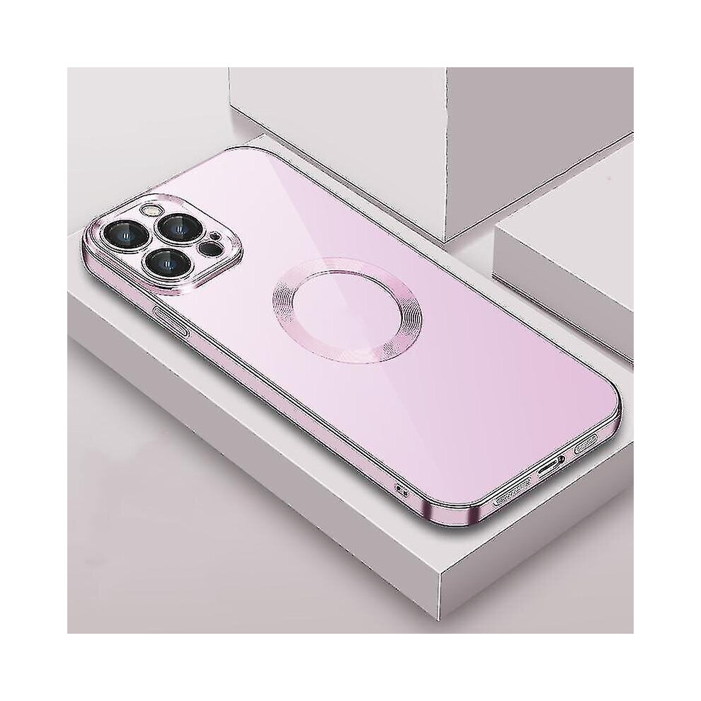 (Pink) For Iphone 13 Pro Max 9D Electroplated Edge Lens Film Clear Pc Tpu Shockproof Case Pink 9179344186617